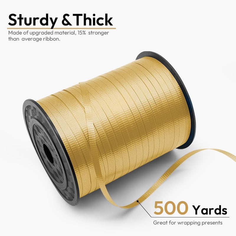 HimBen 500 Yards Curling Ribbon for Gift Wrapping, 3/16" Balloon String for Christmas Valentine Birthday Wedding Party Festival Decoration, Crafts, Flower Bouquet(Crimped Gold) - Image 2